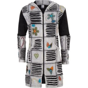 Dames Vest van Katoen zonder voering en vaste capuchon - SHAKALOHA - W Ganzz Long WhiteGrey XL