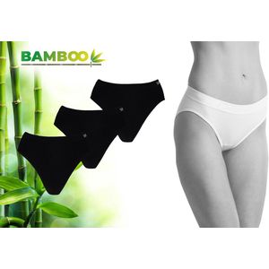 Bamboo Essentials - Naadloos Dames Ondergoed - Bamboe - 3 Stuks - Slips - Zwart - L - Ondergoed Dames - Dames Slips