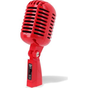 Pyle Microfoon - Microfoon in Vintage Retro Stijl- Karaokemicrofoon -met XLR Kabel - Compatibel met Universele Statieven - Live Optredens- Studio Opnames- Rood