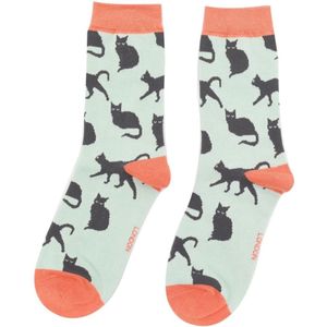 Miss Sparrow - Bamboe sokken dames katten cute cats - duck egg
