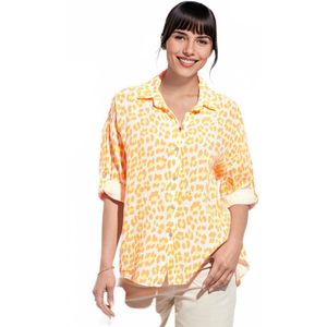 Fluorescerende luipaardblouse van katoenen gaas