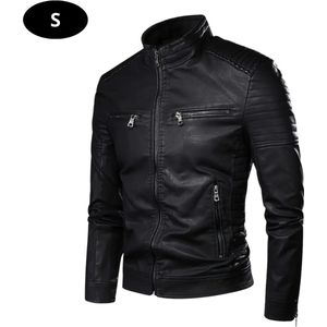 Livano Leren Jas - Leather Jacket - Lederen Jas - Bomberjack - Pilotenjack - Blazer - Biker - Motorjas - Motormuis - Heren - Zwart S
