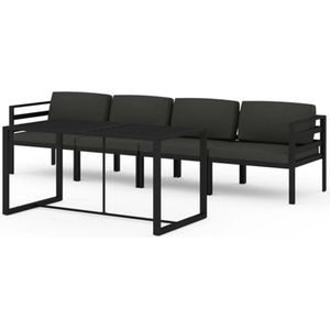 vidaXL - 5-delige - Loungeset - met - kussens - aluminium - antracietkleurig