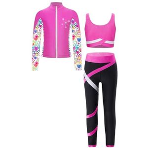 Meisjes 3-delig Trainingspak voor Fitness en Yoga - Joggingpak met Sportbeha en Leggings
