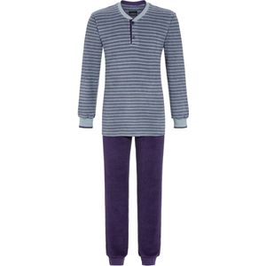 Blauw gestreepte badstof heren pyjama - Blauw - Maat - 52