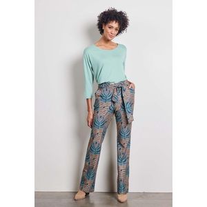 DIDI Dames Travel pants Paseo in taupe with Odyssey print maat 46