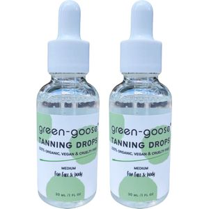green-goose® Organic Tanning Drops - Medium - 2x30ml - Zelfbruinende Druppels - 100% Biologisch, Natuurlijk & Diervriendelijk - Organic, Vegan & Cruelty Free