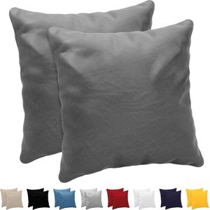 Kussenslopen (Set van 2) - Voor Kussens 60 x 60 cm - Antraciet Katoen 100% Jersey Katoen - Kussensloop 2 Pak - Beddengoed Dubbel Bed Kussensloop Kussenbeschermer - Bestendig en Hypoallergeen