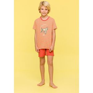 Woody pyjama jongens/heren - roest/geel gestreept - koala - 241-10-PSS-S/930 - maat 140