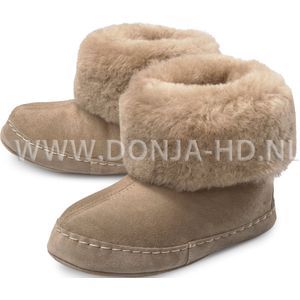 Donja-HD Pantoffels Maat 35/36 – 100% dikke Wol – Suède Leder – Handgemaakt – Unisex