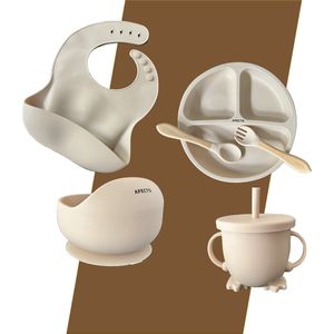 Afecto eetset voor kinderen - servies set 6 delig - siliconen onbreekbaar - eenvoudig schoonmaken - ivoor - complete set