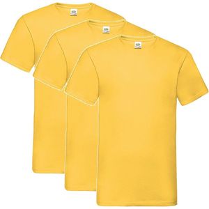 3 Pack Fruit of the Loom V Hals Maat S Valueweight Kleur Sunflower