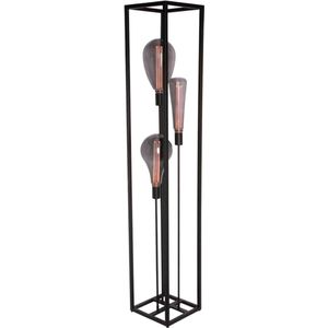 Vloerlamp Esteso groot metalen frame | 160 x 28 x 28 cm | 3 lichts | zwart | landelijk modern design