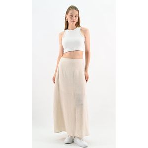 YesMooi - Effen Maxi Rok - %100 Katoen - Beige - S (36)
