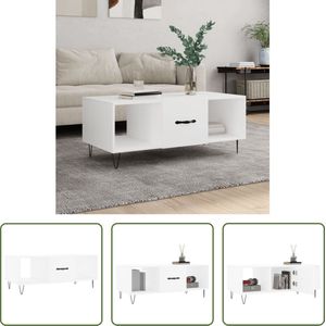 The Living Store - Salontafel - Wit - 102 x 50 x 40 cm - Hoge kwaliteit hout en ijzer