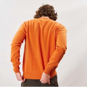 Osborne Knitwear Trui met ronde hals - Sweater heren in Lamswol - Pullover Heren - Turmeric - XL