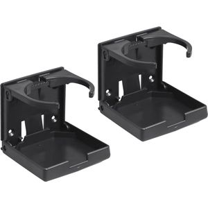 Verstelbare Inklapbare Bekerhouder voor Auto - Draagbare, Duurzame Drankhouder - 2 Stuks, Zwart