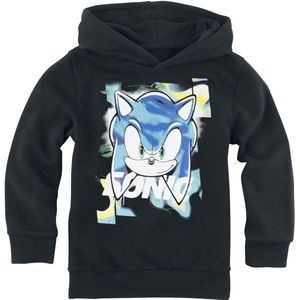 Sonic The Hedgehog Kids - Sonic Face Jongens & meisjes Trui met capuchon - zwart - 104