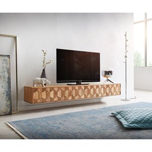 Tv-meubel Fevo acacia natuur 200 cm 4 deuren zwevend lowboard