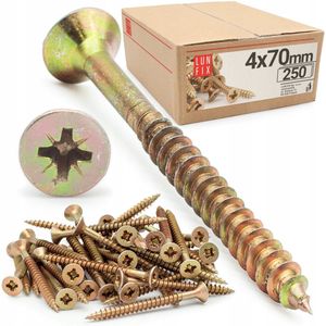 Gehard Houtschroeven 70mm Geel Verzinkt 4x70 Universeel 250st