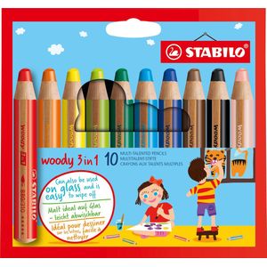 STABILO Woody 3 in 1 - Multi Talent Kleurpotlood - Etui Met 10 Kleuren