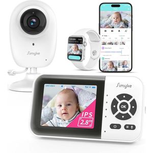 Intelligente babyfoon met camera en audio, dubbele modus, wifi aan/uitschakelaar, 7,1 cm display, 1080p camera, bereik 1500 meter