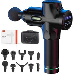 Massagepistool voor Rug, Nek en Schouder - Stil Elektrisch Spiermassageapparaat met 30 Snelheden en 10 Massagekoppen