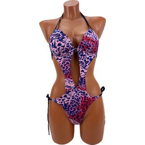 Dames bikini - Panter print roze -Monokini - 1 delige- Maat M/L