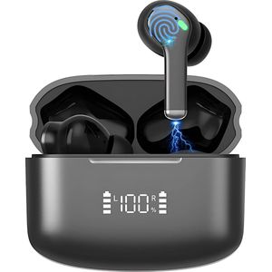 Draadloze Oordopjes – Bluetooth Oordopjes Active Noise Cancelling – Oortjes draadloos – Oordopjes draadloos - Draadloze oortjes bluetooth - ANC+ENC - Geschikt voor iOS en Android - BT 5.3 - Zwart