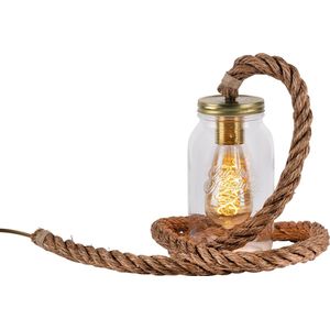 Weckpot tafellamp | touwlamp | gouden lamp met glazen pot