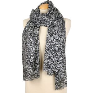 Viscose sjaal met madeliefjes - zwart/wit/goud - zomersjaal voor dames met glittertje - one size - viscose met dessin