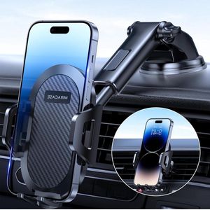3-in-1 Mobiele telefoonhouder voor in de auto met zuignap en ventilatie - Universeel compatibel met alle smartphones (iPhone/Samsung/Huawei/LG/Xiaomi enz.)
