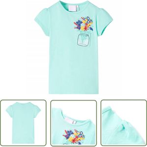 vidaXL Meisjeshemd - Kinderhemd - Kindershirt 140 lichtmint - Jongenshemd - Zomerhemd - Kortmouwig Hemd