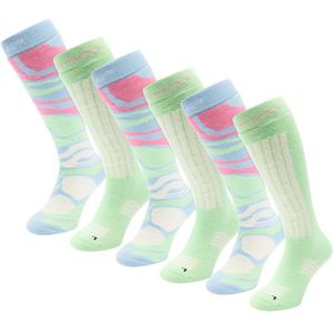 Poederbaas Skisokken Dames - 6 paar - Ice Blue - Maat 35/38