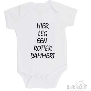 100% katoenen Romper | Hier leg een Rotterdammert | Verjaardagkado | verjaardag kado | grappig | jarig | Rotterdam | Feyenoord | cadeau | Cadeau | Wit/zwart | Maat 68/74