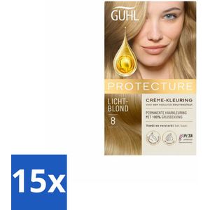 15 x Guhl - Crème-kleuring - No. 8 Lichtblond Beschermend - Haarverf - Haarverf - Lichtblond - Grijsdekking - Beschermende Crème-kleuring - Permanente Haarverf