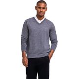 FALKE Basic Lambswool V-Neck elegante klassieker wol trui heren grijs - maat S