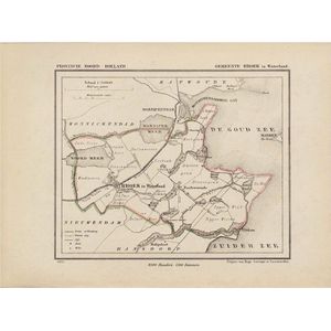 Historische kaart, plattegrond van gemeente Broek in Waterland in Noord Holland uit 1867 door Kuyper van Kaartcadeau.com