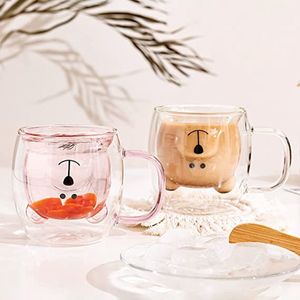 Dubbelwandige latte macchiato-glazen, Cute BEAR MUG SET