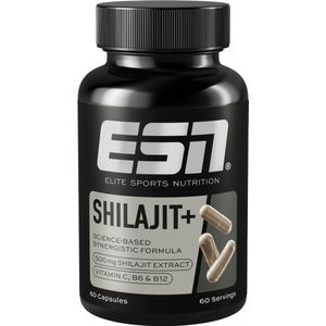 ESN Shilajit+, 60 Veganistische Capsules - Hooggedoseerd met 2000 mg Shilajit-Extract - Verrijkt met Vitaminen en Piperine