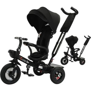 MS® - Kinderwagen - Driewieler fiets - Duwfiets - Op 6 verschillende manieren te gebruiken - Met rugleuning - Met bekerhouder - Geschikt voor kinderen 1-5 jaar - Tot 30 kg belastbaar - Zwart