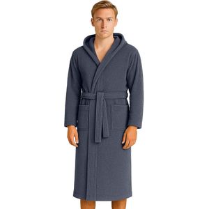 Barbons Badjas Heren - Katoen met Capuchon - Oekotex - Antraciet - 3XL