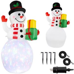 IBBO Shop - XL Opblaasbaar Sneeuwpop - Kerstdecoratie - Sneeuwpop met Verlichting - Glanzende LED Sneeuwpop - Kerstcadeau - Led Light Sneeuwpop - Lichtgevende Sneeuwman - Kerstdecoratie - Inclusief Scheerlijnen / Grondpennen - IP44 Waterdicht- 155 /