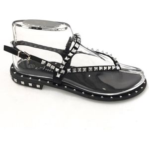 Zwarte Sandalen Zilveren Studs - Dames Schoenen - Zilveren Studs - Maat 36