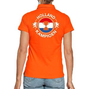 Oranje fan poloshirt voor dames - Holland kampioen met beker - Nederland supporter - EK/ WK shirt / outfit XXL