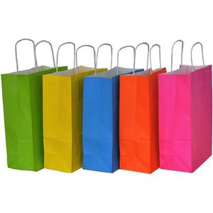 Papieren tasjes 50 stuks - Wit en Zwart en Bruin en Blauw en Groen en Rood en Roze en Oranje en Grijs - A5 18 x 8 x 24 - Cadeautasjes - Papieren tasjes met handvat