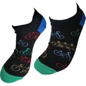 Verjaardag cadeau - Fiets sokken – sneaker sokken - vrolijke sokken - valentijn cadeau – lage sokken - grappige sokken - leuke dames en heren sokken - moederdag - vaderdag - Socks waar je Happy van wordt - Maat 40-45