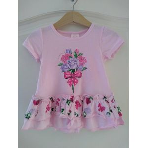 Meisjes t-shirt Madelief gebloemd lichtroze 74/80