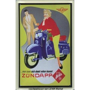 Zundapp Bella reclame Brommer - Metalen reclamebord - 10x15 cm