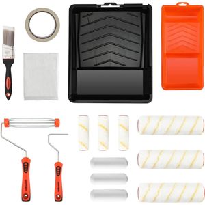 16-delige schilderset verfroller verfkwast verfbak verfhuls afdekfolie schilderstrip renovatieset - kleuraccessoires schilderaccessoires muurverf woondecoratie